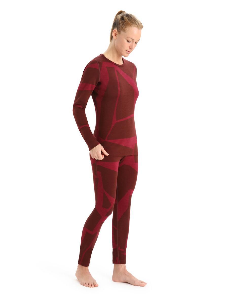 Espresso / Cherry Women's Icebreaker Merino 250 Vertex Long Sleeve Crewe Thermal Top Fractured Landscapes One Piece & Sets | USA 1789KORI